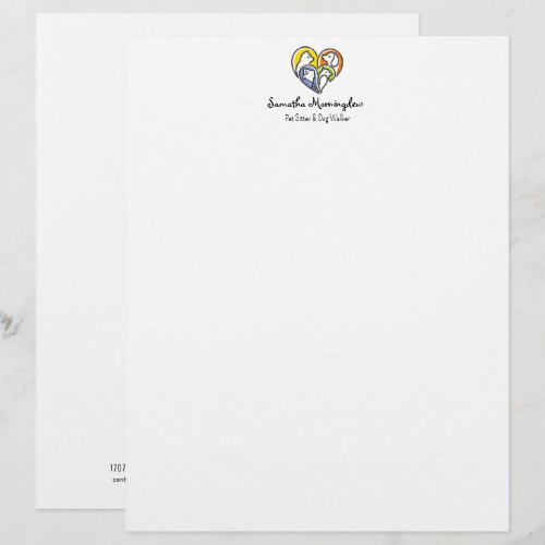 I love animals - Cat Dog Fish Bird in a Heart 1 Letterhead