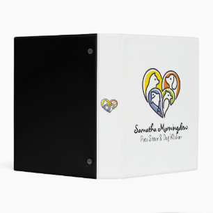 I love animals - Cat Dog Fish Bird in a Heart 1 Mini Binder