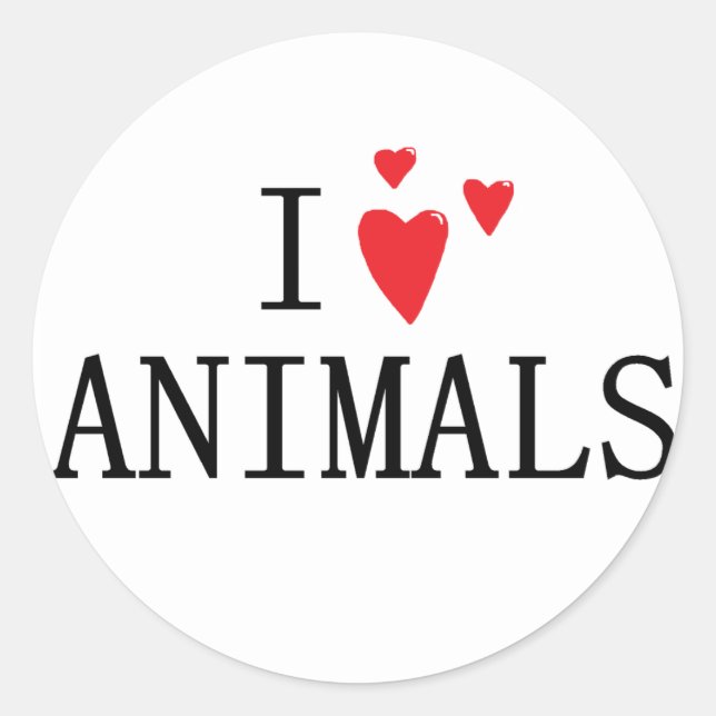 I love Animals Classic Round Sticker (Front)