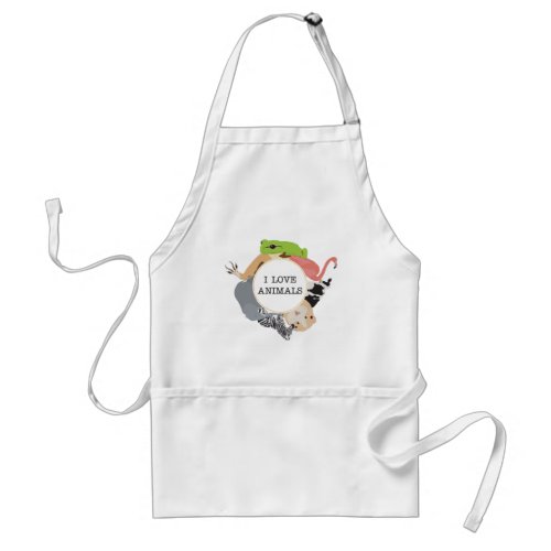I Love Animals for Animal Lovers Adult Apron