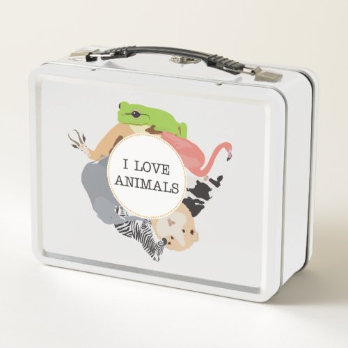 I Love Animals for Animal Lovers Metal Lunch Box