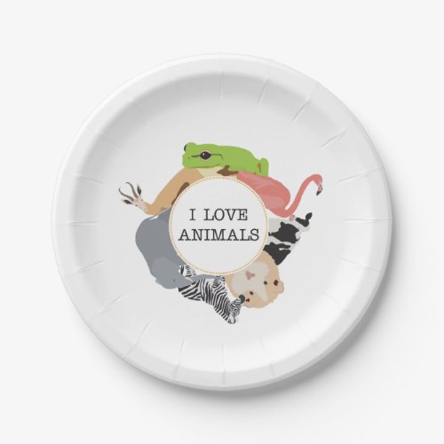 I Love Animals for Animal Lovers Paper Plates