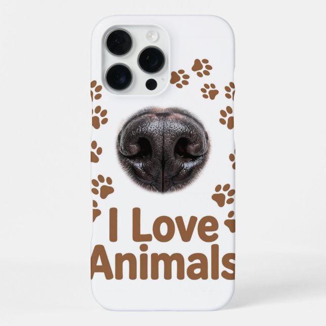 I Love Animals iPhone 16 Pro Max Case (Back)