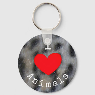 I Love Animals Keychain