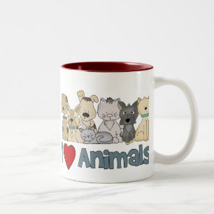 I Love Animals Two-Tone Coffee Mug