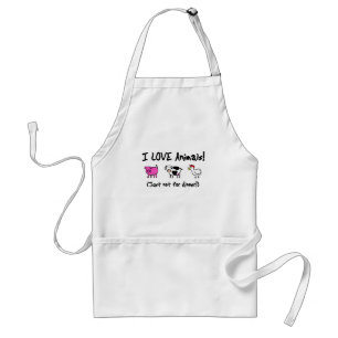 I Love Animals Vegetarian Adult Apron
