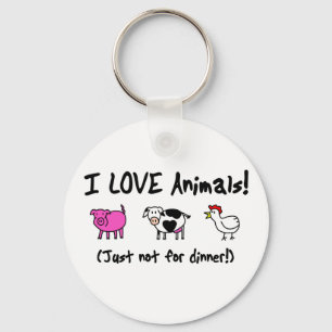 I Love Animals Vegetarian Keychain