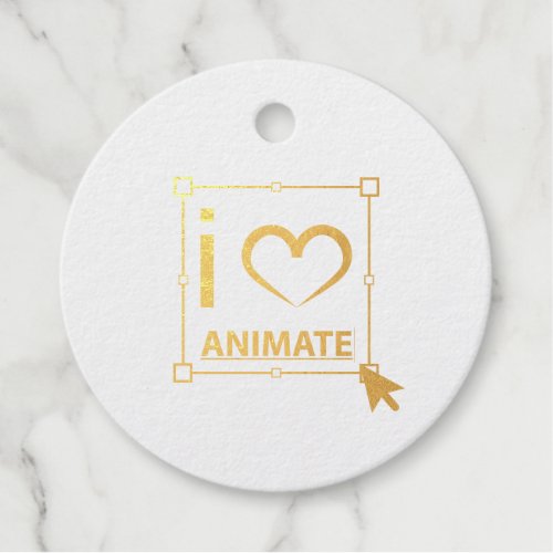 I Love Animate Foil Favor Tags