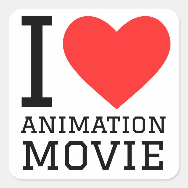 I love animation movie  square sticker (Front)