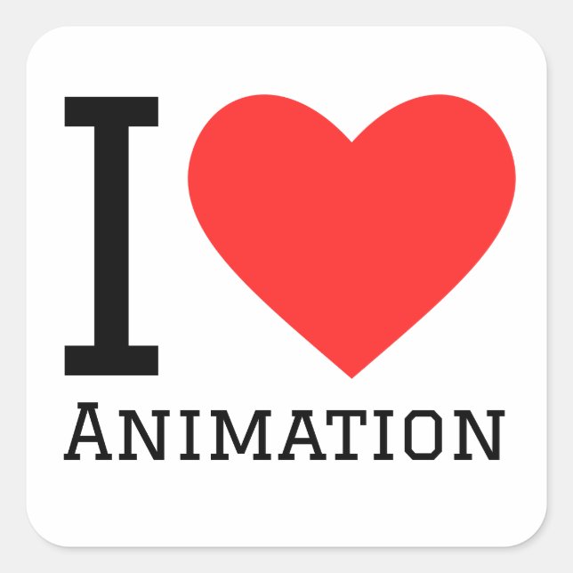I love animation  square sticker (Front)