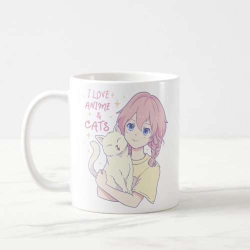 I Love Anime and Cats  Coffee Mug