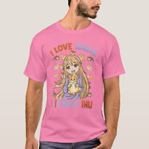 I Love Anime And Shiba Inu - Kawaii Otaku Girl - C T-Shirt