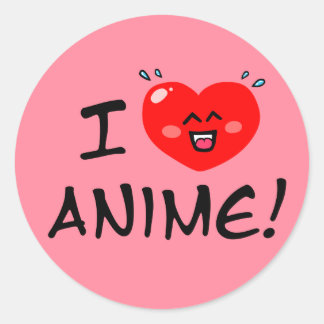 I Love Anime Classic Round Sticker