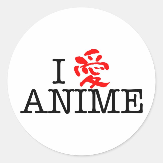 I Love Anime Classic Round Sticker (Front)