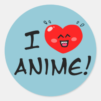 I Love Anime Classic Round Sticker