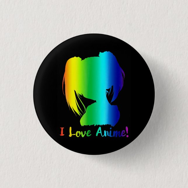 i love anime funny manga cosplay button (Front)