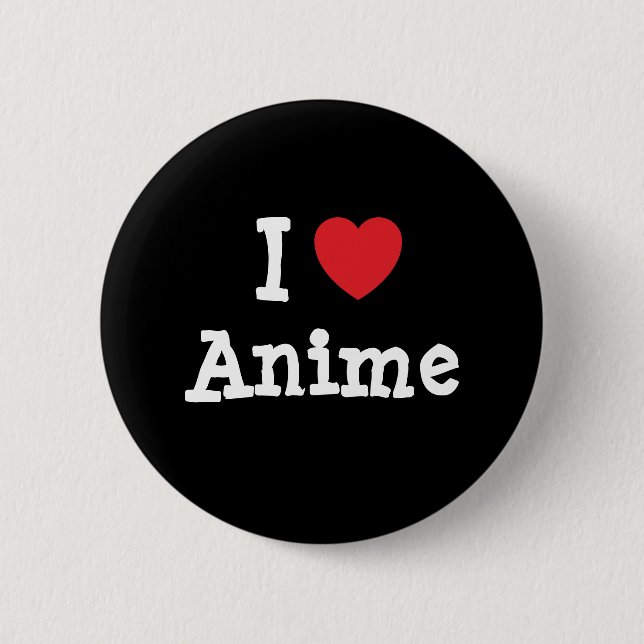 I love Anime heart custom personalized Button (Front)