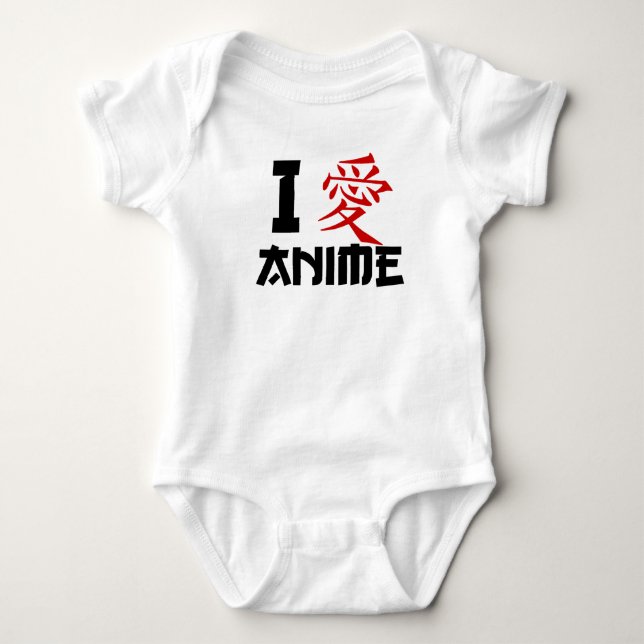 I Love Anime Japanese Ai kanji geek nerd funny Baby Bodysuit (Front)