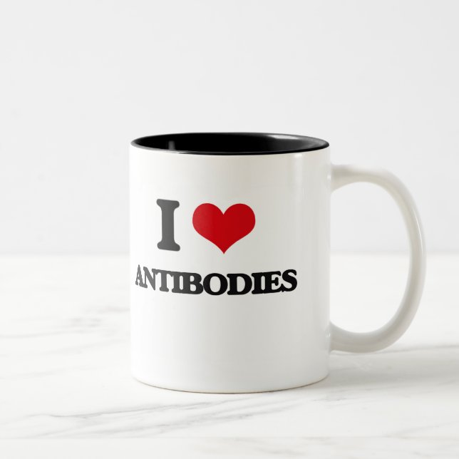 I Love Antibodies Two-Tone Coffee Mug (Right)