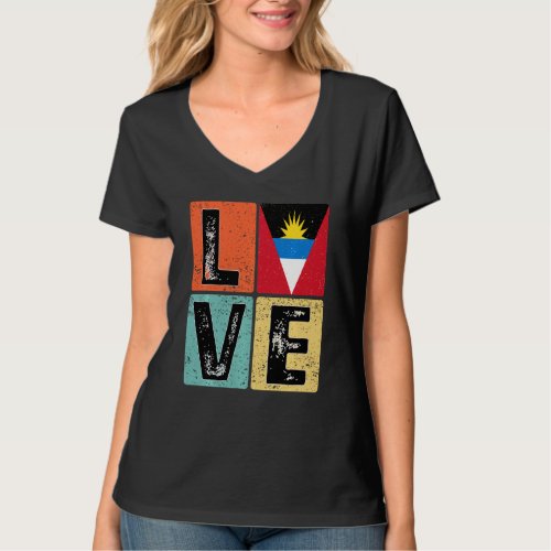I Love Antigua And Barbuda Flag For Antiguan Barbu T_Shirt