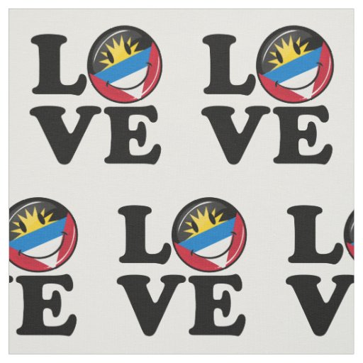 I Love Antigua and Barbuda Smiling Flag Fabric