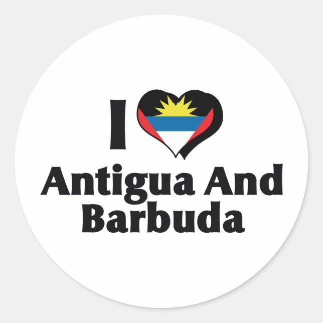 I Love Antigua & Barbuda Flag Classic Round Sticker (Front)