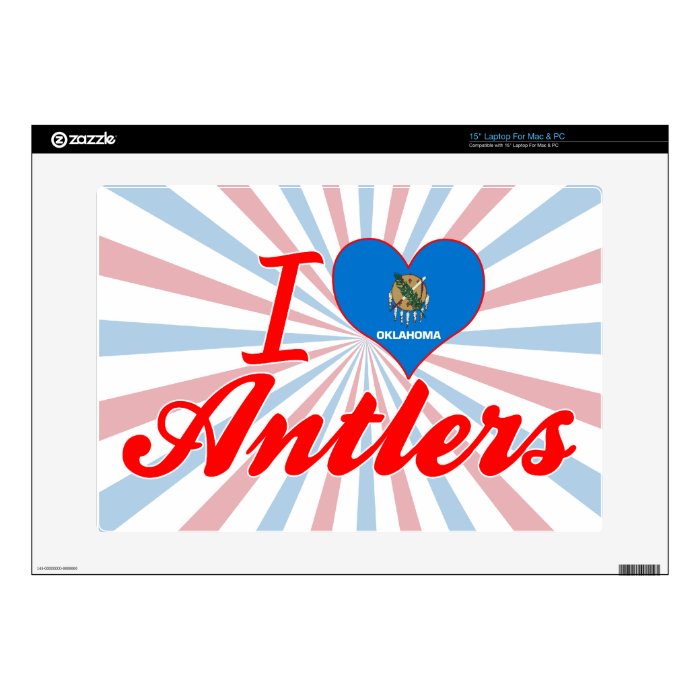I Love Antlers, Oklahoma Decals For 15" Laptops
