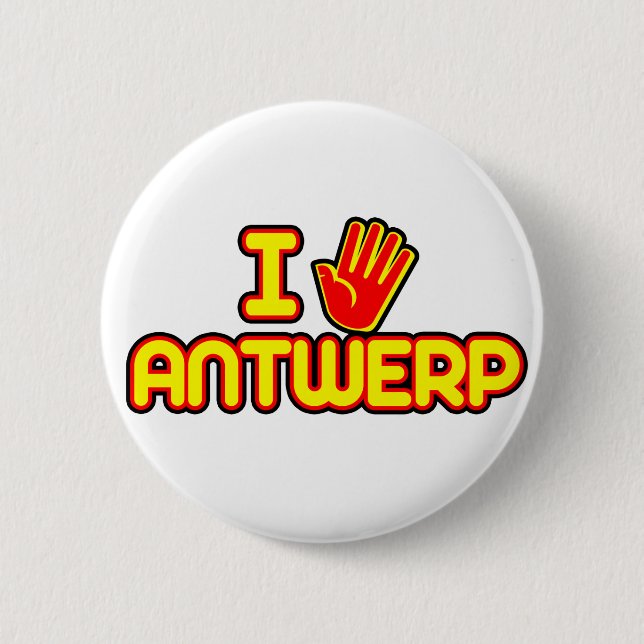 I Love Antwerp (hand) Pinback Button (Front)