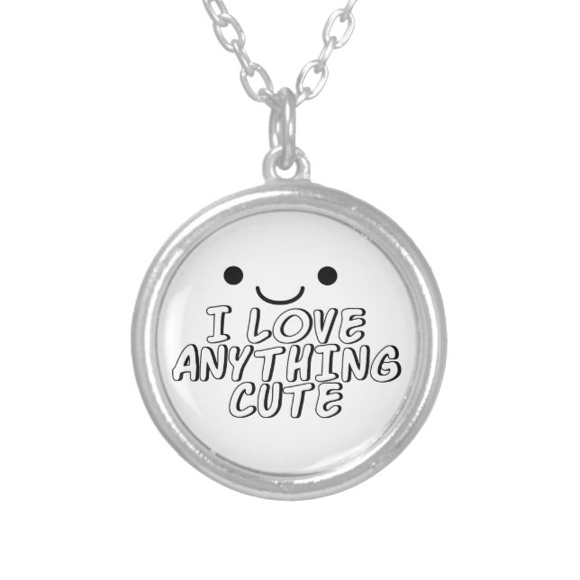 I Love Anything Cute Silver Plated Necklace (Front)