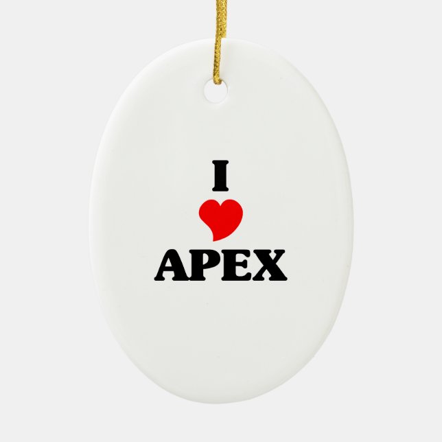 I love Apex Ceramic Ornament (Front)