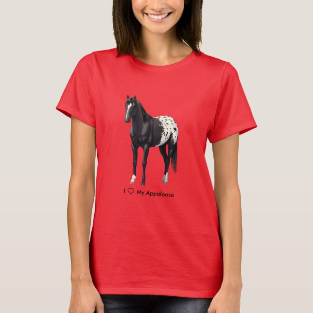 I Love Appaloosas Black Appaloosa Horse T-Shirt (Front)