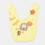 I Love Apple and Hedgehog Baby Bib | Cute Animal B