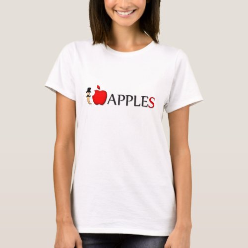 I love apples funny worm with mustache shirt