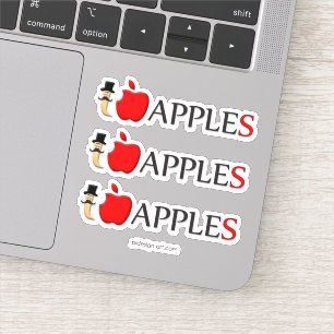 I love apples funny worm with mustache sticker