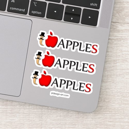 I love apples funny worm with mustache sticker
