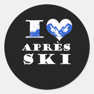I Love Apres Ski Skiing Snow Winter Sports Gift Classic Round Sticker