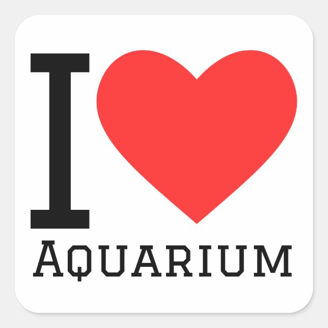 I love aquarium square sticker (Front)