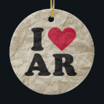 I LOVE AR CERAMIC ORNAMENT<br><div class="desc">The Funniest Ornaments, T-shirts, Hoodies, Stickers, Buttons and Novelty gifts from http://www.Shirtuosity.com.</div>