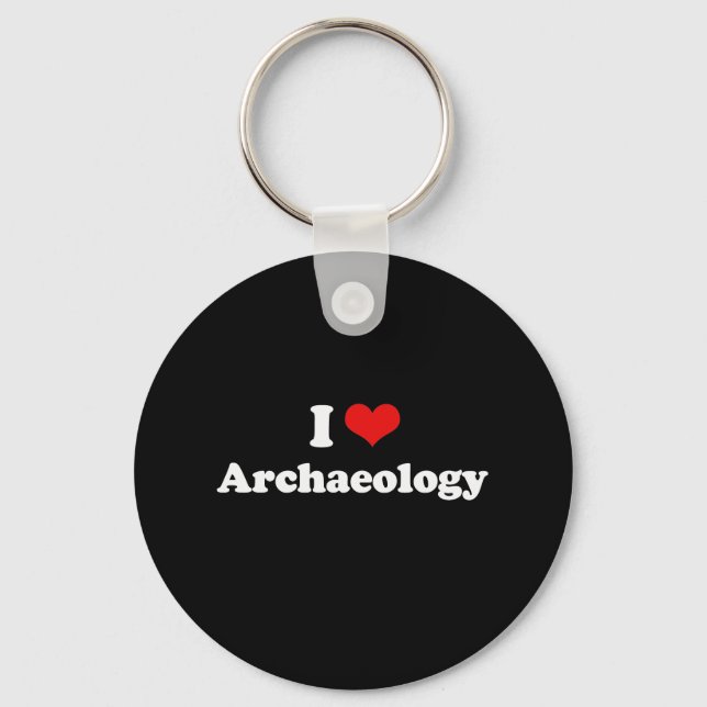 I Love Archaeology Tshirt Keychain (Front)