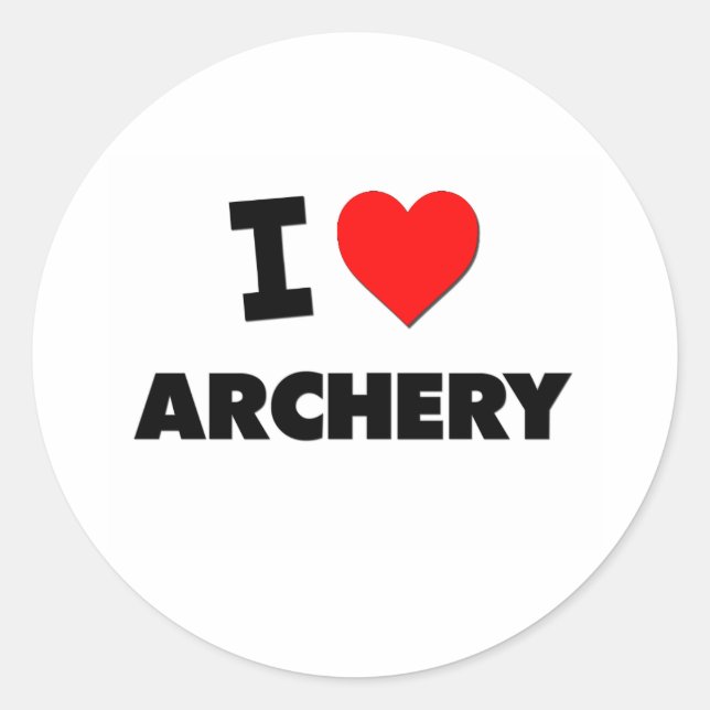 I Love Archery Classic Round Sticker (Front)