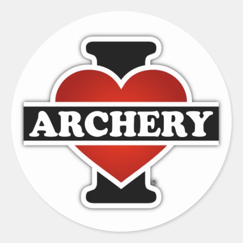 I Love Archery Classic Round Sticker