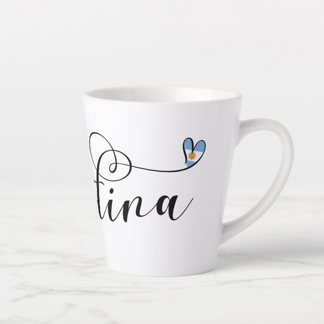 I Love Argentina, Argentine Flag Heart Latte Mug (Right)