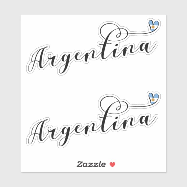 I Love Argentina, Argentine Flag Heart Sticker (Sheet)