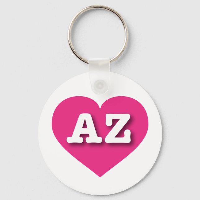 I love Arizona - AZ hot pink heart Keychain (Front)
