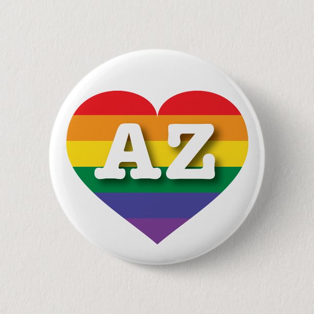 I Love Arizona Rainbow Heart Pinback Button (Front)