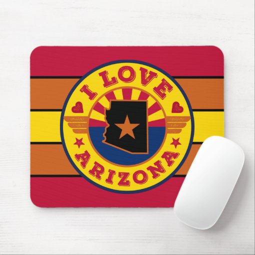 I Love Arizona Retro Stripes State Map and Flag Mouse Pad | Zazzle
