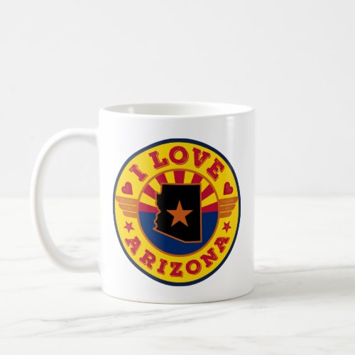 I Love Arizona State Map and Flag Coffee Mug