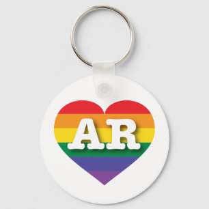 I Love Arkansas Rainbow Heart Keychain