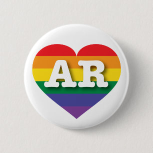 I Love Arkansas Rainbow Heart Pinback Button