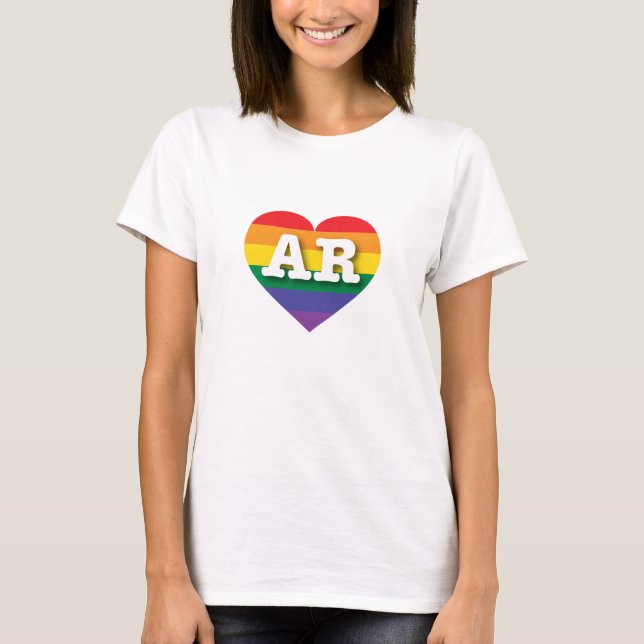 I Love Arkansas Rainbow Heart T-Shirt (Front)